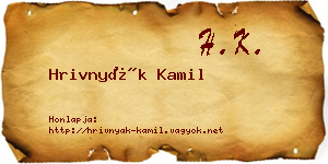 Hrivnyák Kamil névjegykártya